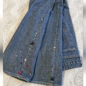 Levi's Premium 28M Ultimate Boot Cut Jeans HandCrafted Sewn Stones Embellished